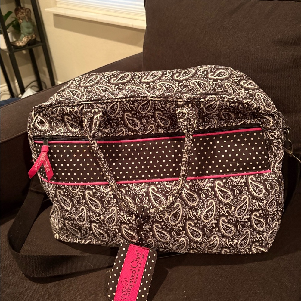Pampered Chef Paisley and Polka Dot Weekend Bag
